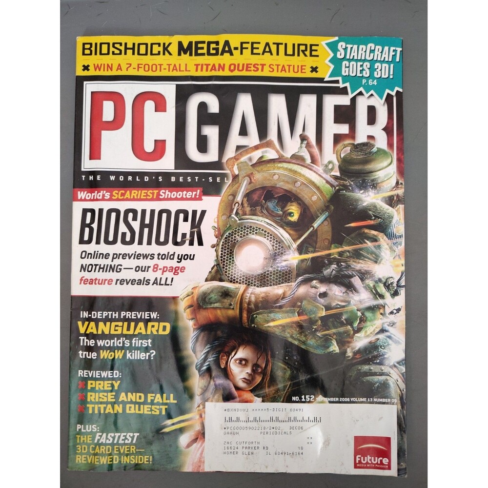 September 2006 PC GAMER #152 Vintage Video Game Magazine Bioshock